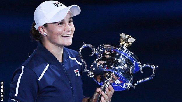 Ashleigh Barty takes Australian Open trophy