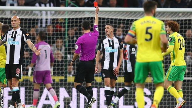 Ciaran Clark was sent off after nine minutes