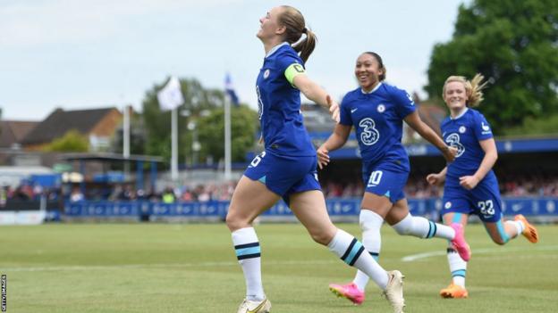 Magda Eriksson celebrates scoring for Chelsea
