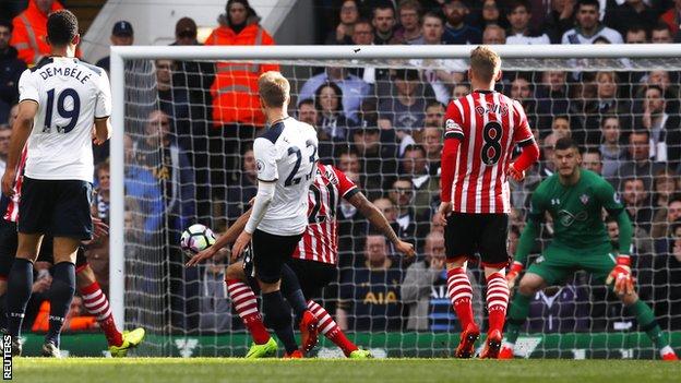Christian Eriksen scores Tottenham's opening goal