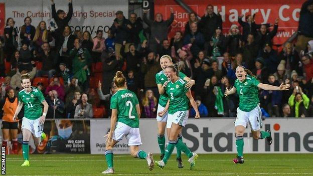 Northern Ireland celebrate Demi Vance's goal