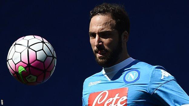 Gonzalo Higuain playing for Napoli