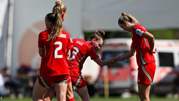 Rachel Rowe celebrates her goal