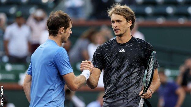 Andy Murray and Alexander Zverev shake hands at the net