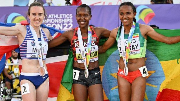 Laura Muir, Faith Kipyegon and Gudaf Tsegay