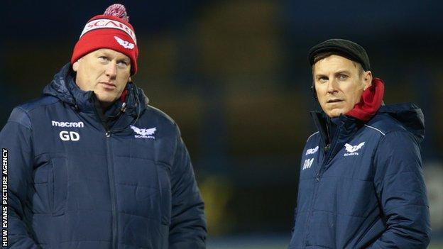 Glenn Delaney (left) is stepping up to the Scarlets job as Brad Mooar (right) returns to New Zealand to become an All Blacks assistant coach