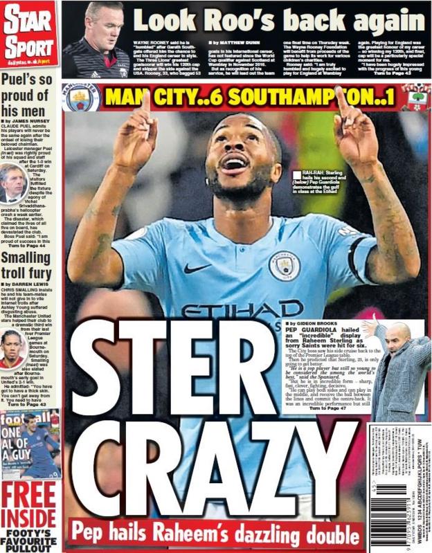 Star back page on Monday