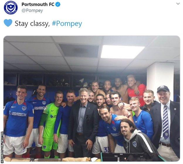 Will Ferrell with Portsmouth squad