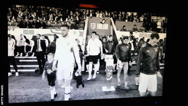England v Switzerland in black and white