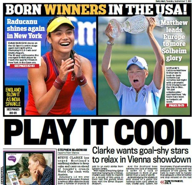 The back page of the Scottish Daily Mail on 070921