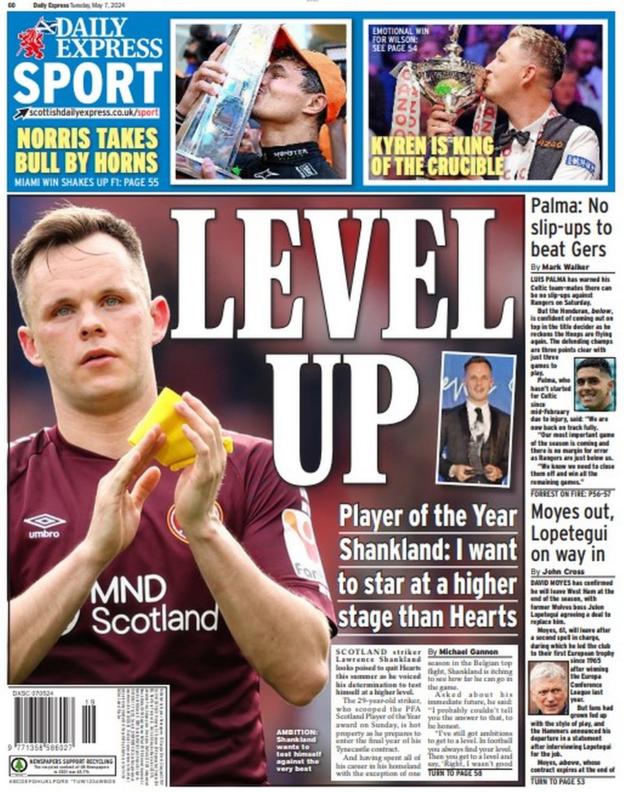 The back page of the Scottish Daily Express on 070524