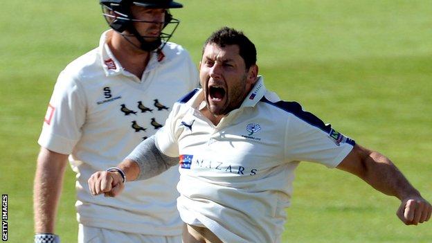 Tim Bresnan takes a wicket for Yorkshire