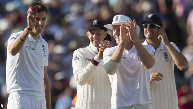Steven Finn acknowledges his five-wicket haul
