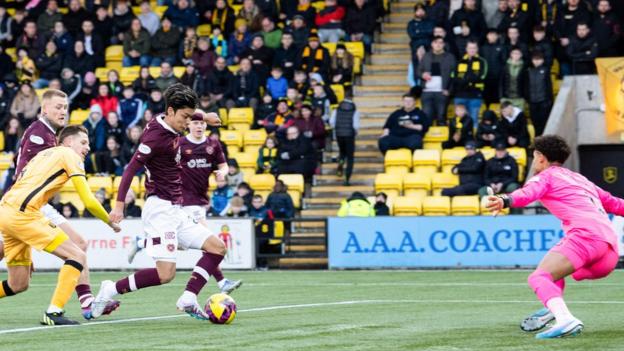 Yutaro Oda - making his first start for Hearts - should have put his new side ahead before the break