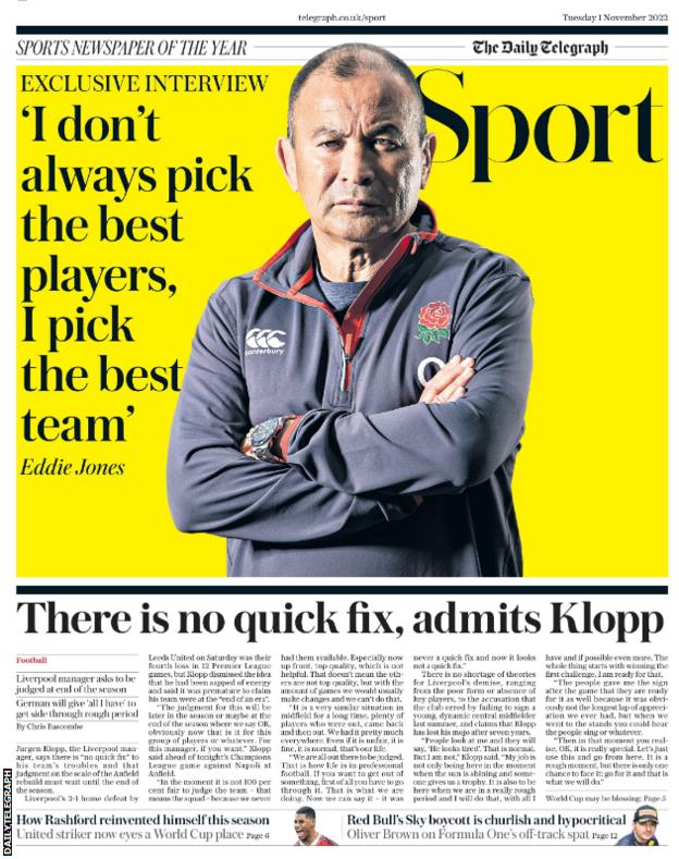 Tuesday's back pages BBC Sport