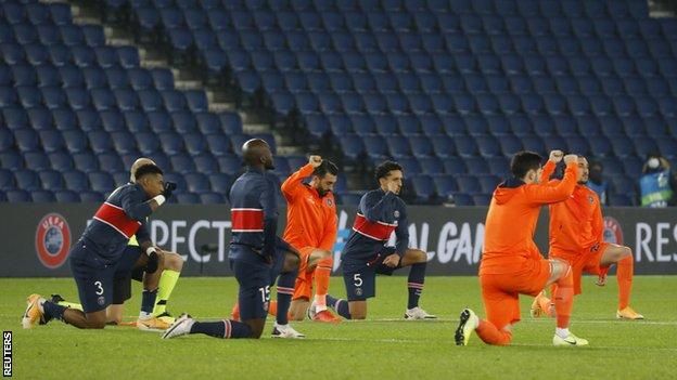 Paris Saint-Germain 5-1 Istanbul Basaksehir: Neymar scores hat-trick as teams unite for anti-racism stand || PEAKVIBEZ