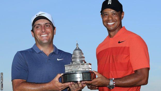 Molinari (left) finished 10 shots clear of Tiger Woods who finished tied for fourth