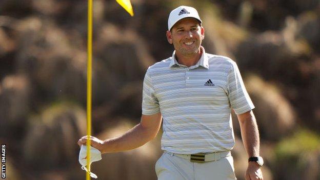 Sergio Garcia celebrates his hole-in-one at the WGC Matchplay at Austin