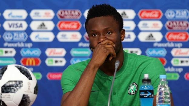 John Obi Mikel after Nigeria's defeat by Argentina at the 2018 World Cup in Russia