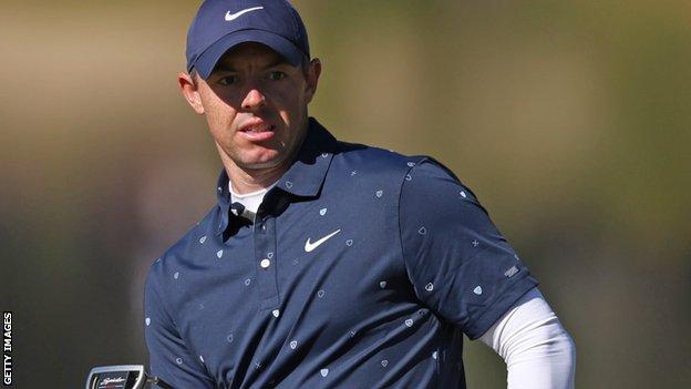 Rory McIlroy surveys the outcome of a putt in South Carolina on Thursday