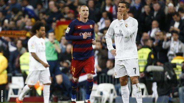 Real Madrid's Cristiano Ronaldo ponders his side's defeat by Barcelona