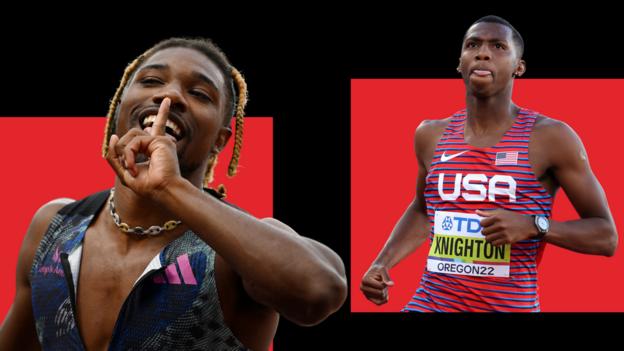 American sprinters Noah Lyles and Erriyon Knighton