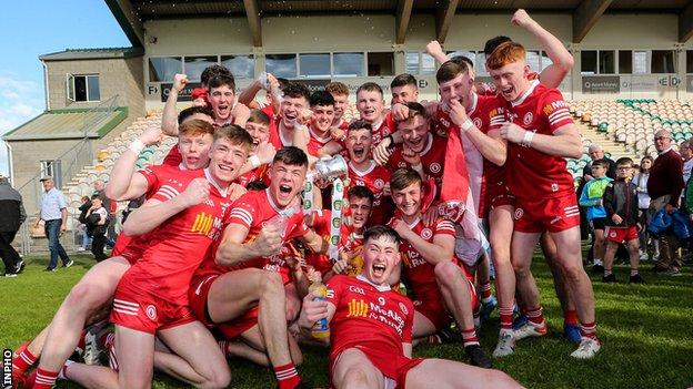 Tyrone players celebrate