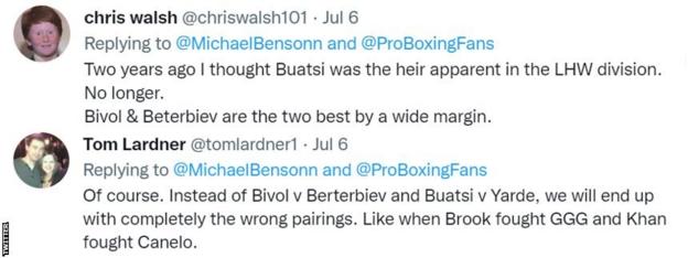 Fans on Twitter say it should be Bivol v Berterbiev and Buatsi v Yarde next