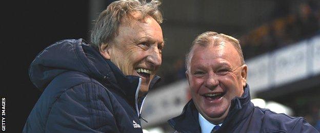 Cardiff manager Neil Warnock and Mansfield boss Steve Evans