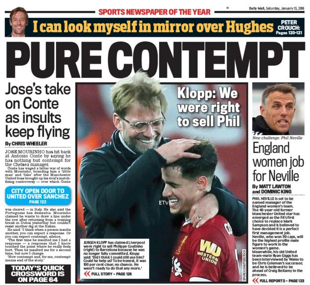 Daily Mail back page on Saturday