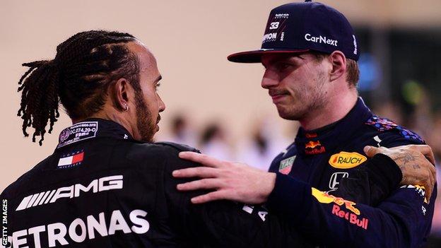 Lewis Hamilton (left) and Max Verstappen
