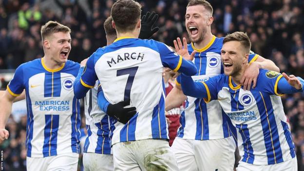 Brighton and Hove Albion celebrate a goal