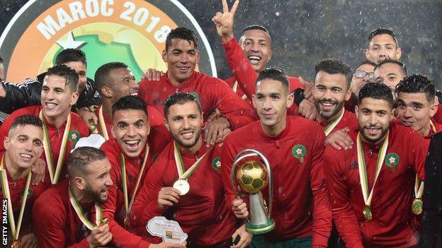 Morocco celebrate winning the 2018 African Nations Championship (CHAN)