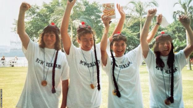 Maureen Jacobson with team-mates Monique van de Elzen, Amanda Crawford and Donna Baker