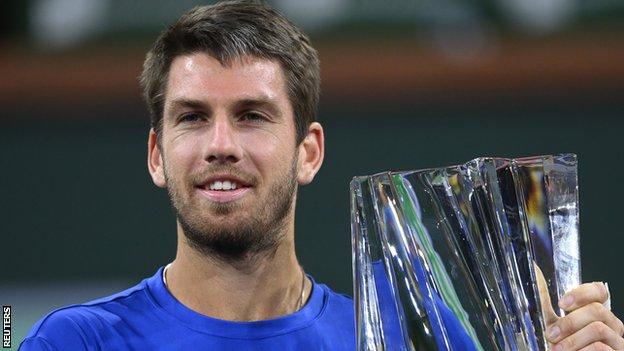 Cameron Norrie with the Indian Wells trophy