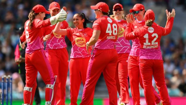 Welsh Fire women celebrating a wicket