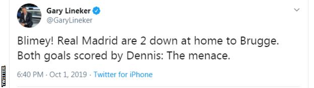 Gary Lineker's tweet about Dennis