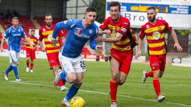 Michael O'Halloran playing for St Johnstone against Partick Thistle