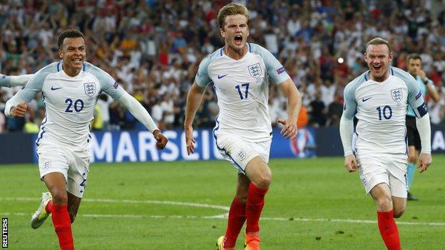 England players celebrate