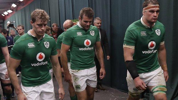 Andrew Trimble and his Irish team-mates were dejected after letting a 16-point lead slip in the second Test against South Africa