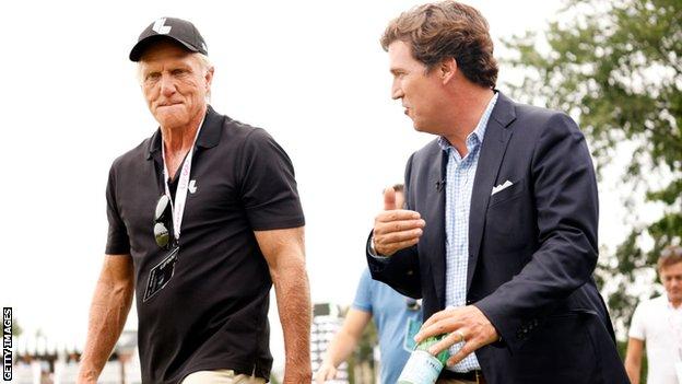 Greg Norman and Tucker Carlson