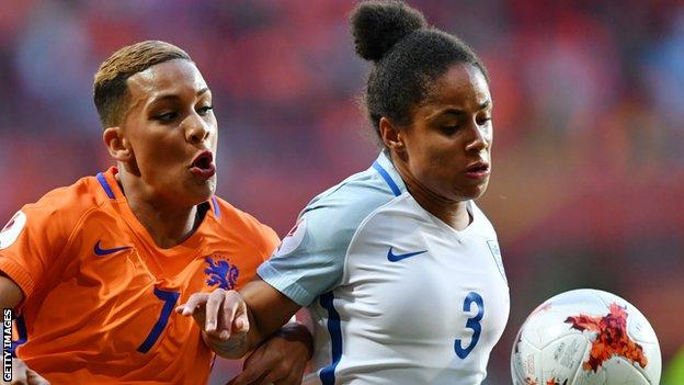 Demi Stokes (right) in action for England at last year's European Championships