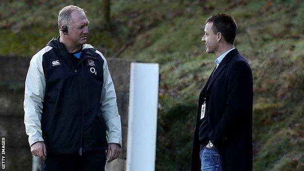 England coach Richard Hill (left) and former Chelsea defender John Terry