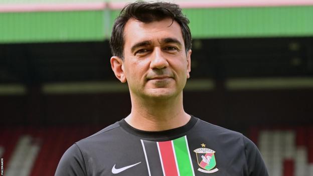 Glentoran owner Ali Pour at a media briefing on Tuesday