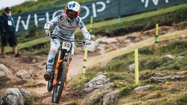 Rachel Atherton in downhill action