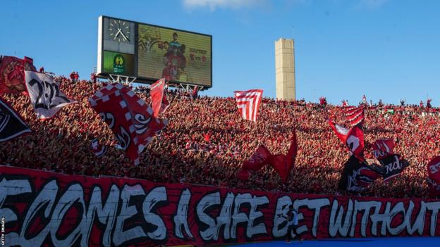 Wydad Casablanca fans ahead of the African Champions League final against Al Ahly in May