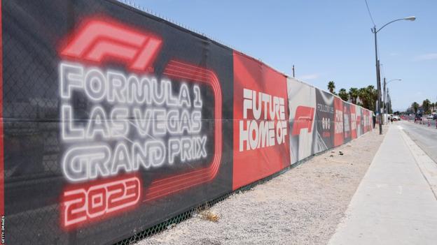 A banner promoting the Las Vegas Grand Prix