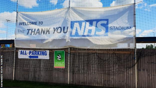 Hanbury Park, home to Haywards Heath Town, has been renamed 'The Thank You NHS Stadium' for the 2020-21 season