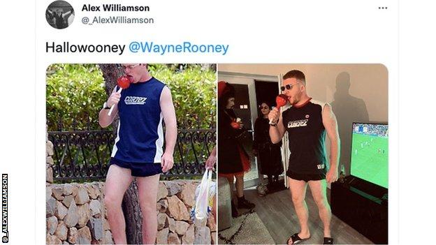 Fan dressed up as Wayne Rooney.