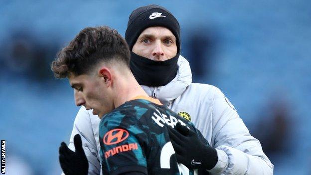 Chelsea boss Thomas Tuchel with Kai Havertz